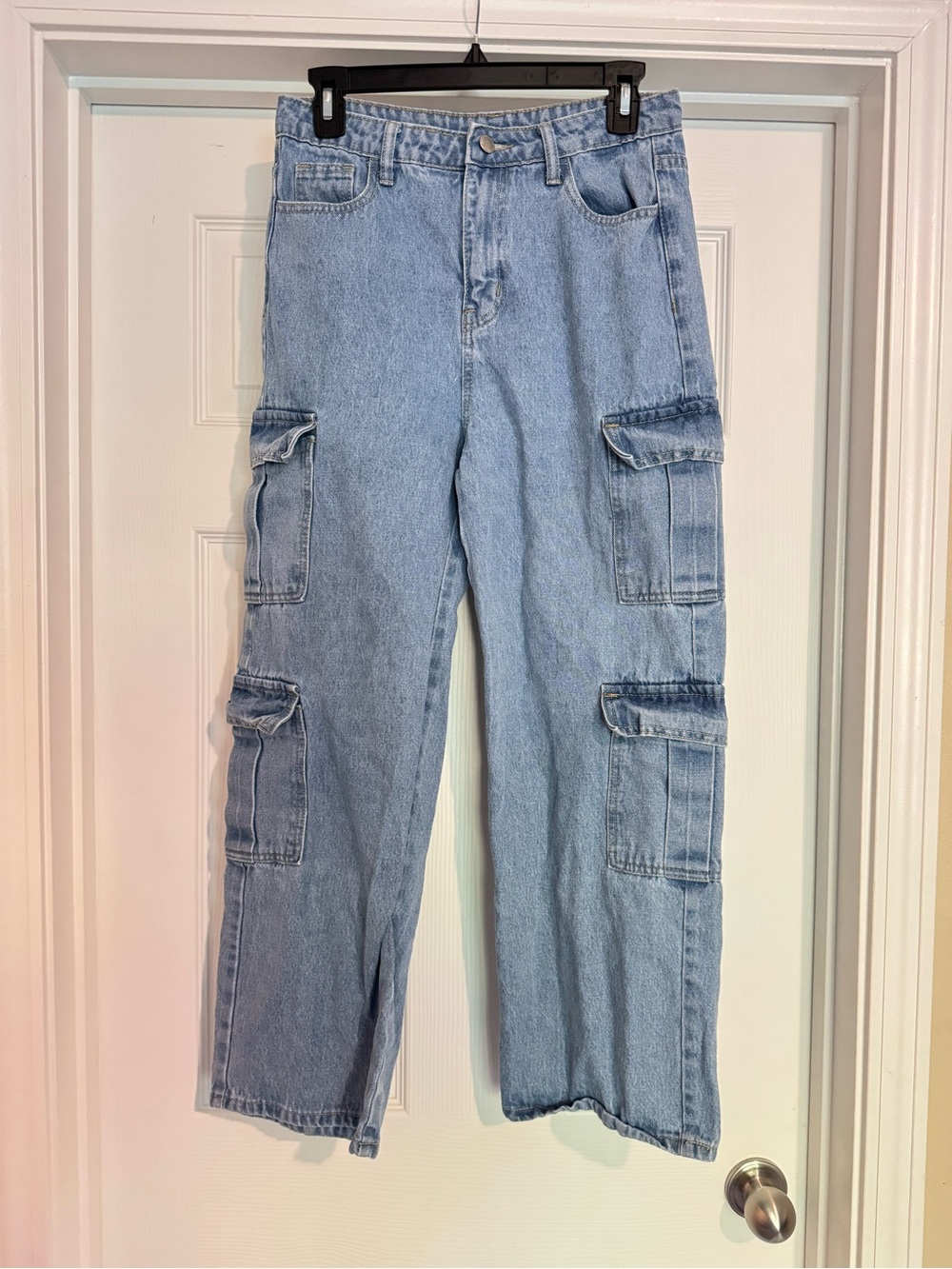 SHEIN Light Blue Cargo Jeans - Relaxed Straight Fit